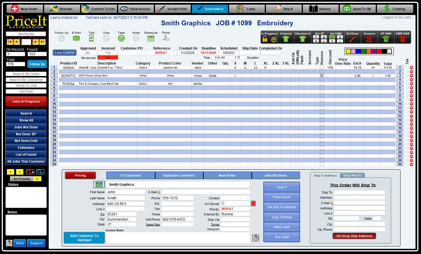 screenshot of Pricelt Software